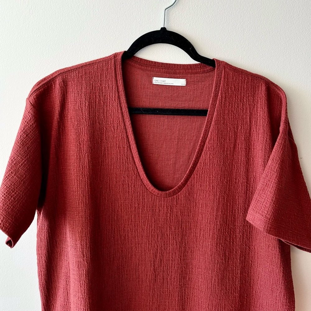 Oak + Fort Rust / Terracotta Oversized Textured T-Shirt - NWOT